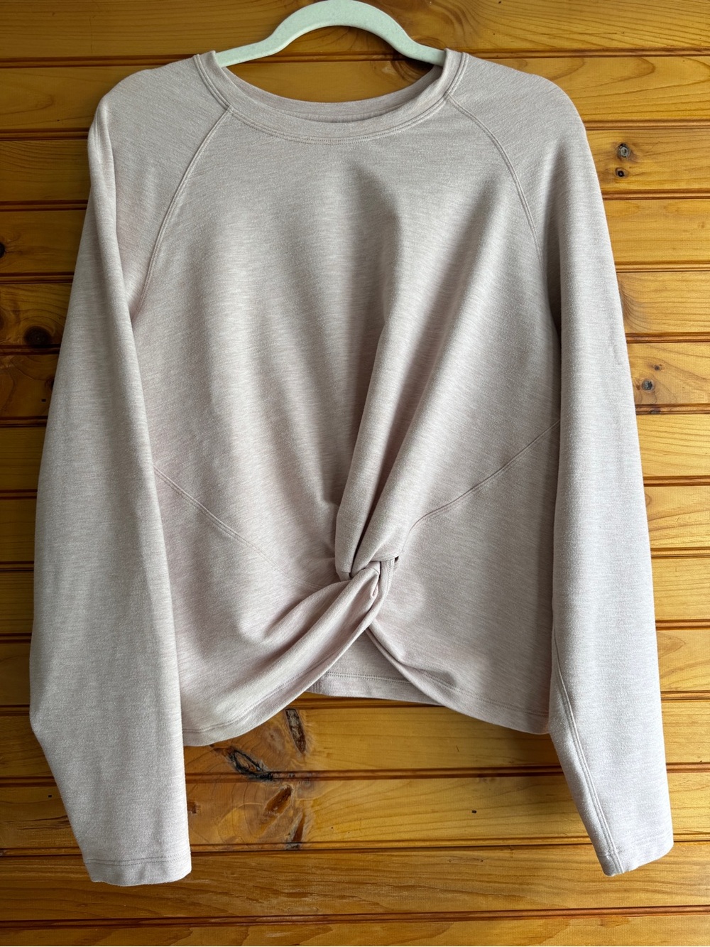 Lululemon Tuck & Gather Pullover Pink Twist Front Cropped Sweatshirt Long Sleeve